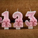 2th Birthday Candles Number 2 Candles with Pink Glitter Bow Happy Birthday Cake Topper Decoration for Party Celebrations