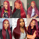 99J Burgundy Straight 13x4 Hair Lace Front Wig Human Hair Wigs Pre-Plucked Red Colored Lace Front Human Hair Wigs for Women