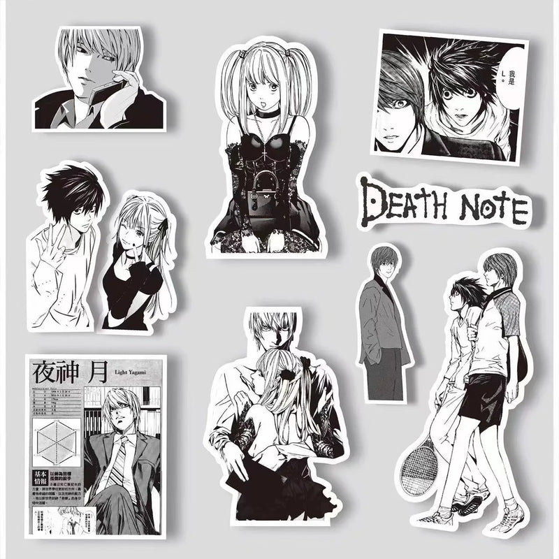 65PCS Anime Death Note Stickers Black White Decals Decoration DIY Scrapbook Luggage Laptop Bike Suitcase Car Graffiti Toys