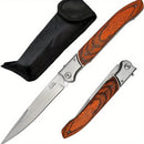 The Frontier | 12-Inch Folding EDC Knife — Stainless Steel Blade, Hardwood Handle