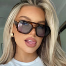 Vintage Eckige Sonnenbrille für Damen und Herren, dicker Rahmen, Doppelsteg, Brille, weiblich, Mode, Chic, Polygon-Sonnenbrille, Leopard Blau