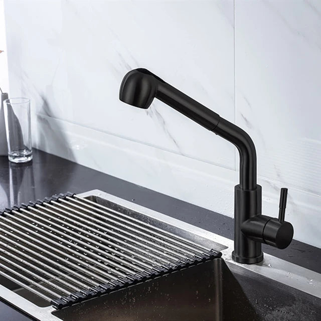 Kitchen Faucets 304 stainless steel Pull Out Kitchen Sink Water Tap Deck Mounted Mixer Stream Sprayer Head Hot Cold Taps