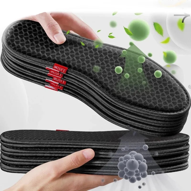 Bamboo Insole Deodorant Insoles Mesh Breathable Absorb-Sweat Shoe Pads Running Sport Insert Light Weight Cushion for Men Women