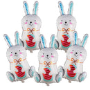 5pcs Easter Cute Rabbit Balloons White Bunny Shaped Balloons Happy Easter Foil Balloons for Easter Party Decors Kids Birthday