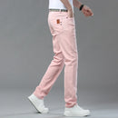 White Yellow Pink Red Fashion 5 Color Fashion Men's Stretch Jeans Slim Streetwear Korean Business Straight Casual Denim Trousers