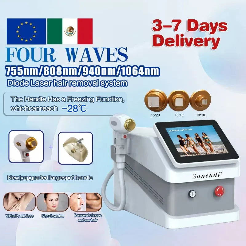 Portable Diode Laser Hair Removal Professional Machine Ice Body Hair Removal Machine 4-wave Permanent epilator for women