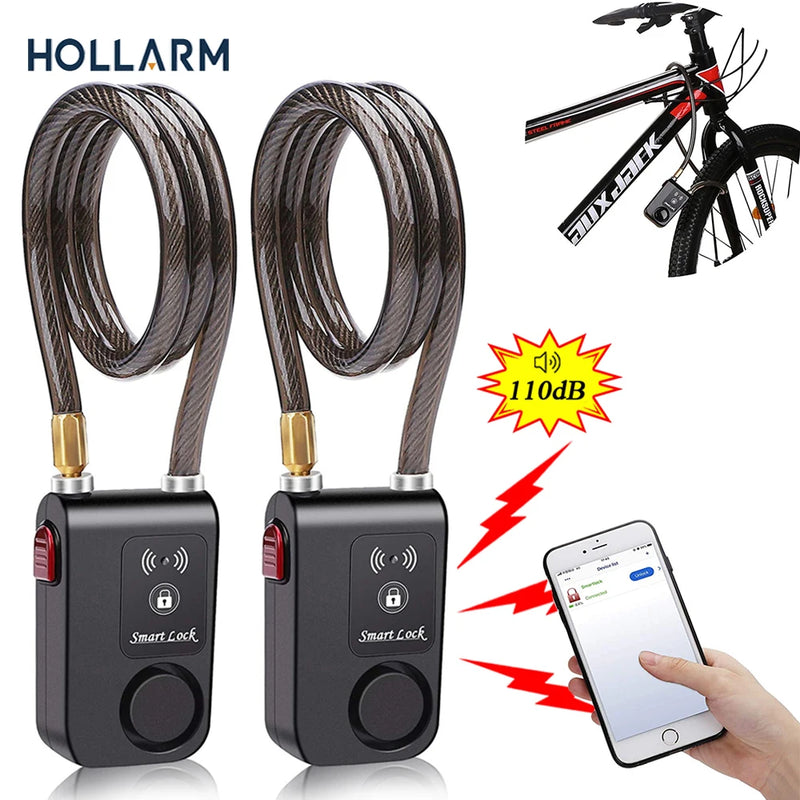 Hollarm Bluetooth Bike Motorcycle Lock Alarm Waterproof Burglar Vibration Bike Alarm Lock System Security Smart APP Control