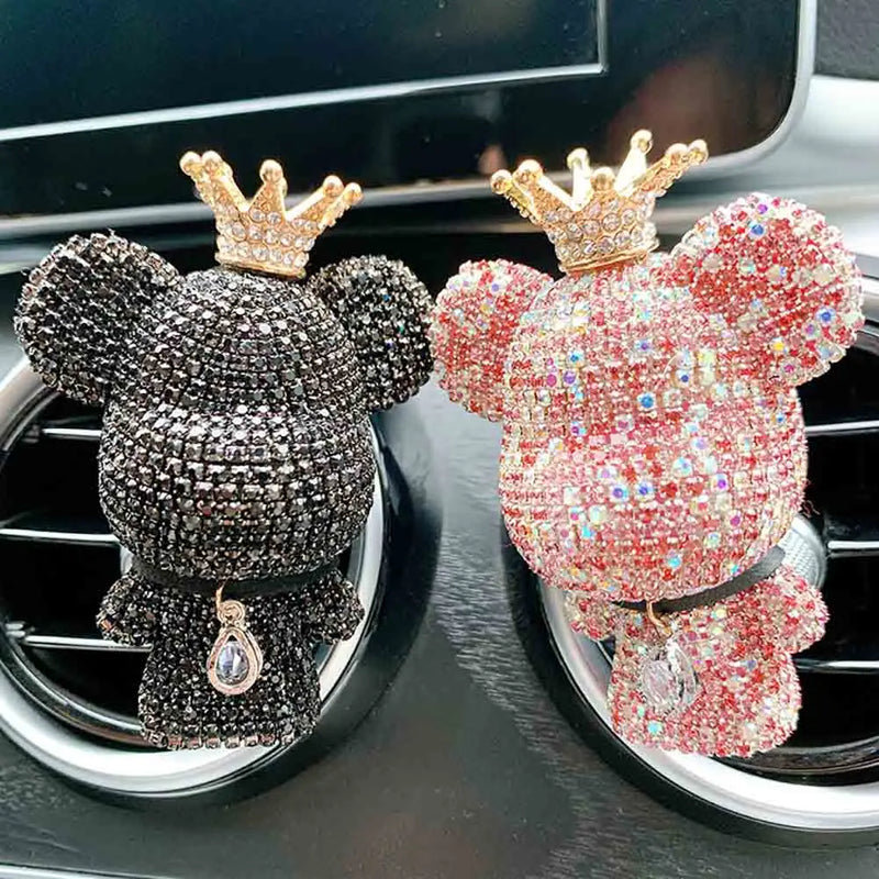 Creative Crown Diamond Cute Bear Car Fragrance Perfume Clip Air Outlet Aroma Air Fresher Decoration Accessories Aromatherapy