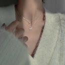 SUMENG 2024 Einfache doppellagige Stern Mond Charm Mehrschichtige Halskette Zarte Schlüsselbeinkette Zirkonia für Damen Mode Schmuck