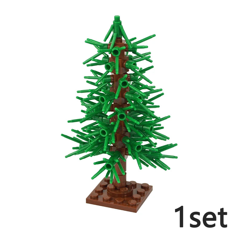 Trees Building Blocks City MOC Pine Tree Plant Set Spruce Farm Street Scene Garden View Assembly 3778 Bricks Educational Kid Toy