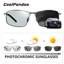 CoolPandas NEU Polarisierte Herren Sonnenbrille aus Legierung Blaue Spiegellinse Männliche Sonnenbrille Photochrome Brille UV400 Gafas De Sol