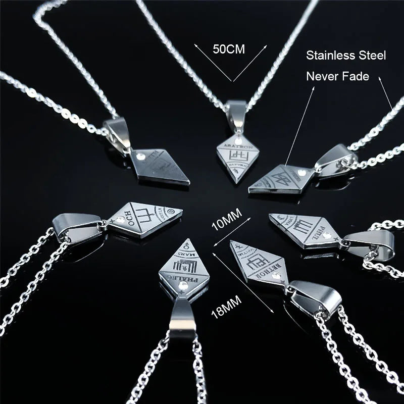7pcs Clavicula Nox Stainless Steel Pendant BFF Necklace Hidden Jewelry Satan Goetia symbol Shirt Patch cadenas mujer N1020