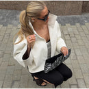 Retro Crocodile Pattern Short Women's Leather Jacket High Collar Zipper Loose Long Sleeve Jackets 2026 Lady Street Daily Wear