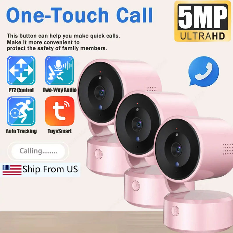 Tuya WiFi Indoor Pan/Tilt Smart Security Camera 5MP HD Infrared Night Vision Tracking Sound Detection Monitor Panoramic Patrol