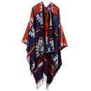 Imitation Cashmere Women Vintage Geometric Tassel Poncho Scarf Winter Warm Shawl Wrap Comfortable Female knitted Thick Blanket