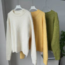 Hirsionsan 2025 New Soft Loose V Or O Neck Knitted Sweaters Women Winter Solid Female Pullovers Warm Basic Knitwear Jumper