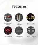 LOMEHO 7 Band EQ Audio Sound Mixer Table 6/8 Channel Mixing DJ Console with USB 2 AUX Output Individual 48V 99 Effect  AM-GT6/8