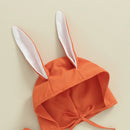 Infant Baby Girl Boy Easter Outfits Fuzzy Embroidery Sleeveless Romper with Bunny Ears Hat Set Toddlers Summer Clothes Sets