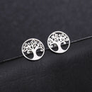 Hollow Out Life Tree Earrings for Women Fashion Stainless Steel Gold Silver Color Stud Earring Jewelry Birthday Gift