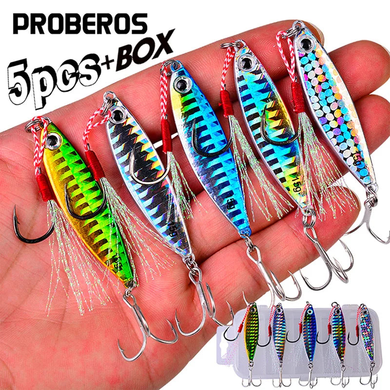 5pcs pencil bait metal casting fixture 7g/10g/15g/20g/30g shore throwing sea bass bait artificial bait fishing tackle