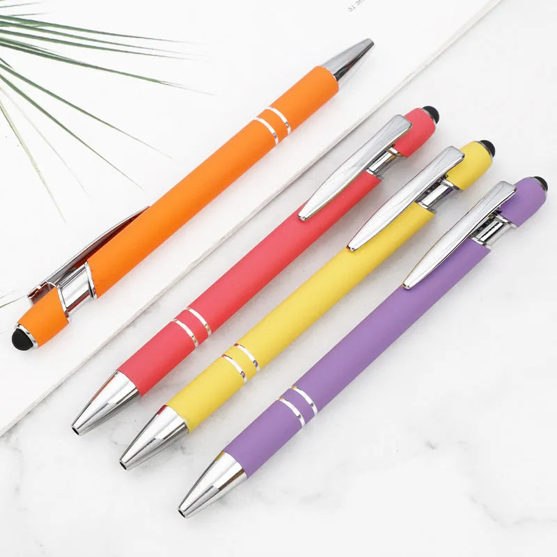 50pcs Light Metal Ballpoint Pen Touch Screen Pen Office School Advertising Pen Custom Logo Text Engraving Laser Engraving