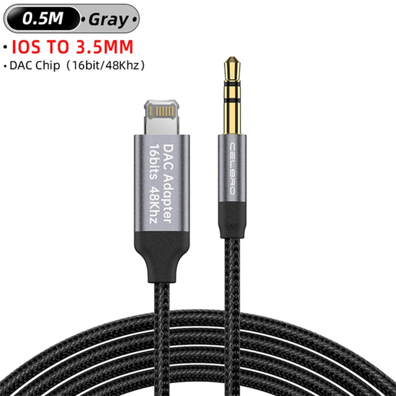 For Iphone 14 Plus 13 Pro 8 Pin To 3.5mm Jack Male Aux Cable For Apple 12 Mini 11pro Max Xr Car Converter Earphone Audio Adapter