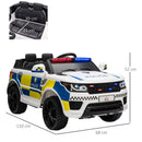 HOMCOM 12V Kid Electric Ride On Police Car w/ Remote Siren Bluetooth 3-6 Years
