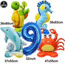 5pcs Cute Sea Animal Balloons Include Crab Seahorse Dolphin Turtle Shape Balloon Under The Sea Party Decors for 1st Birthday