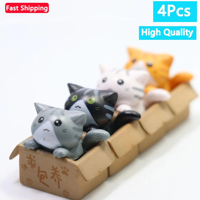 1/4 Kawaii Mini Cat Ornament Garden Kitten Statue Gift for Kids Children Baby Room Decoration Toy Miniature Figurines Home Decor