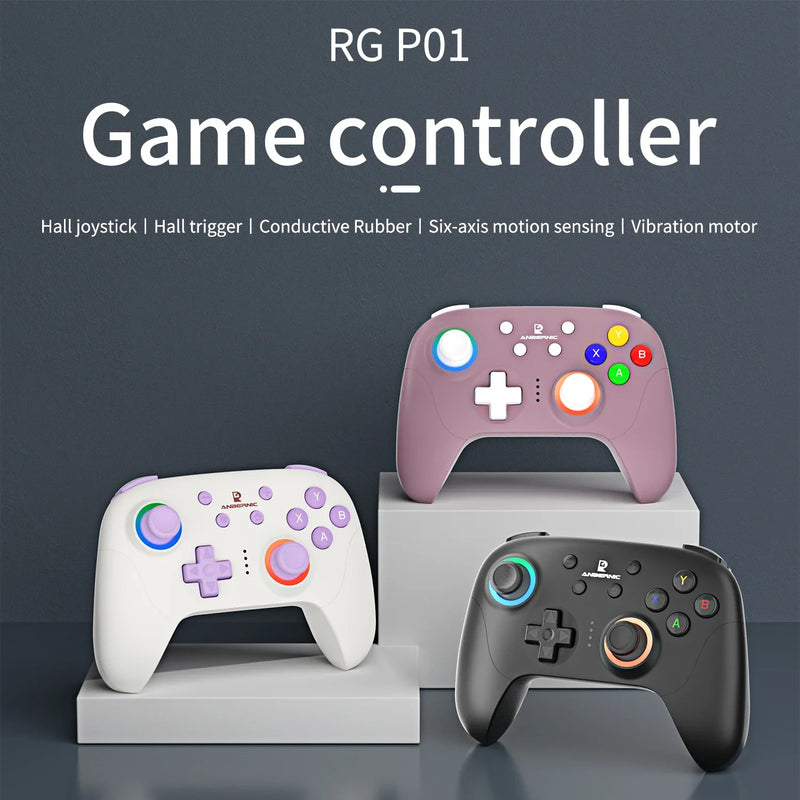 ANBERNIC RG P01 Gamepad Wireless Gaming Controller Hall Trigger Joystick Macro Key RGB Breathing Light For Switch PC Android IOS