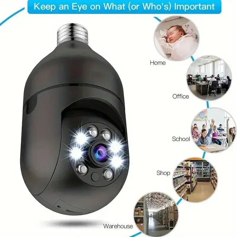 Panoramic bulb camera wireless E27 bulb camera projection 360 degree rotation high-definition night vision full-color