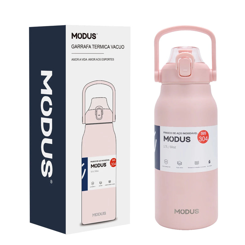 Large Capacity Stainless Steel Thermal Bottle With Straw, Outdoor Camping Gym 800ml/1700ml