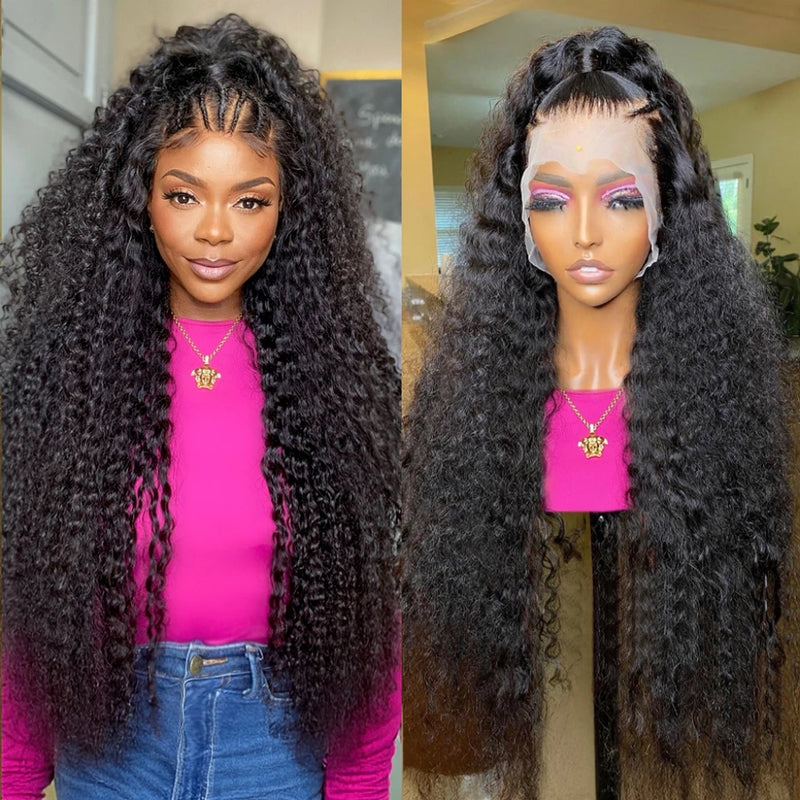 Snwprin 250 Density Deep Wave 13x6 HD Lace Frontal Human Hair Wigs Preplucked Curly 360 Lace Front Wig 100% Human Hair Brazilian