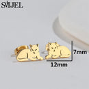 Lovely Moon Cat Earrings for Women Kids Multiple Mini Stainless Steel Stud Earring Animal Kitten Jewelry Girls boucle d'oreille