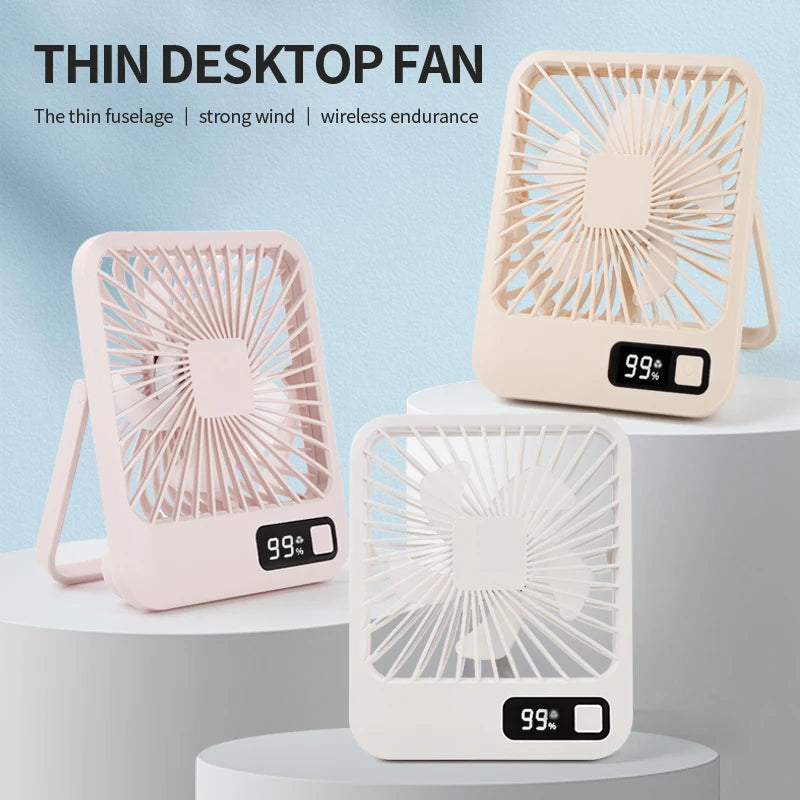 Ultra Silent Small Desktop Fan, USB Charging, 5 Speed Powerful Airflow Cooling Fan, Office Fan, 2000mAh