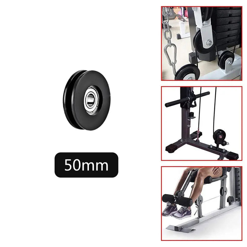 50-160mm Gym Bearing Pulley Wearproof Nylon Bearing Pulley Wheel Cable Universal Fitness Gum Bearing Pulley Fitness Equipment