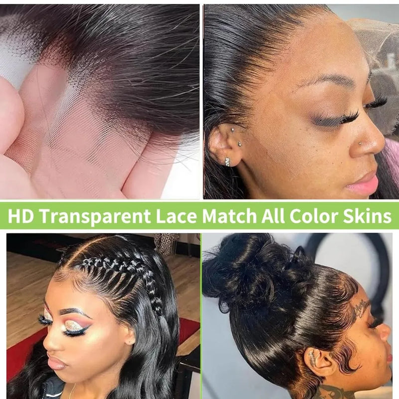 13x4 Body Wave Lace Front Wigs Human Hair Pre Plucked 250 Density HD Transparent Lace Frontal Wigs Human Hair for Black Women