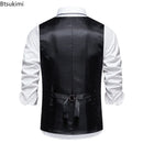 New Arrivals Men's Vintage Striped Suit Vest Fashion Business Party Dress Vests High-end Slim V Neck Casual Waistcoats Gentleman
