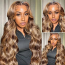 Highlight Body Wave 13x4 Lace Front Human Hair Wig Piano Pre Plucked P427 Blonde Colored HD 13x6 Lace Frontal Wigs for Women