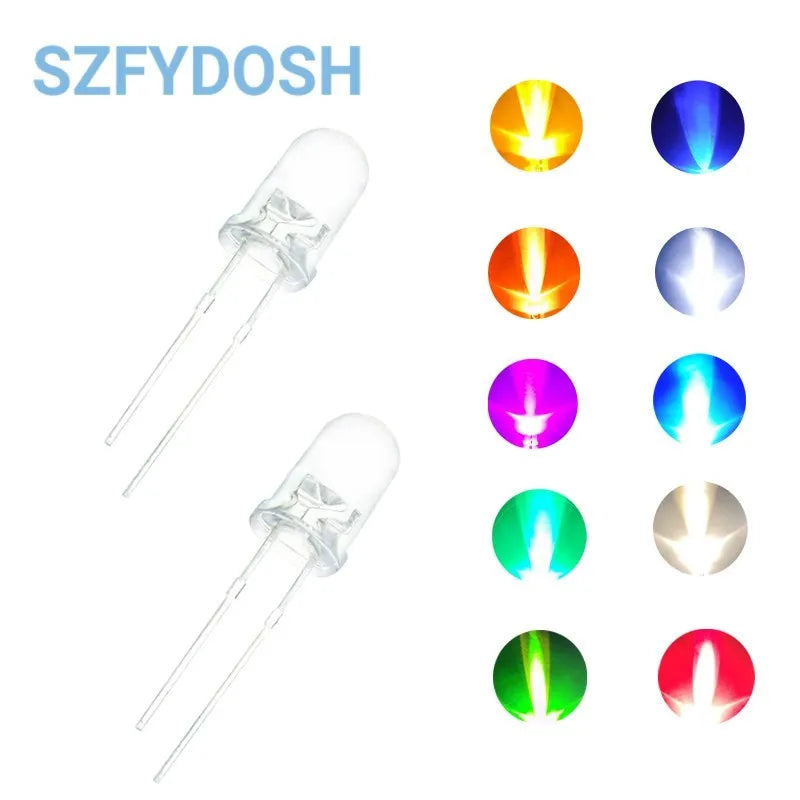 5MM Led white/blue/red/yellow/green/pink/purple light bulbs / 5MM White Colour LED emitting diode F5 White/UV LED