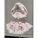 The Rabbitry | Two-Piece Furry Slip Dress and Hooded Cape Set