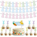 Easter Banner Rabbit Cake Topper Easter Hanging Garland Home Bunting Flags Easter Decor for Home Kids  Birthday Party Supplies