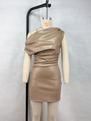 The Mirabelle | Strapless Faux-Leather Party Mini Dress