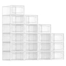 SONGMICS Shoe Boxes, Pack of 18 Stackable Shoe Storage Organisers, Foldable and Versatile for Sneakers, Fit up to UK Size 11