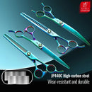 Fenice JP440C Steel 7.5 Inch Dog Beauty Scissors Pet Dogs Grooming Scissors Set Straight&Curved &Thinner&Chunker Shears Kits