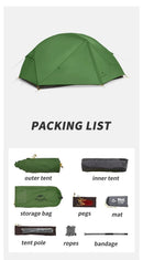 Naturehike Mongar 2 Person Tent 20D Nylon 210T Waterproof Ultralight Camping Hiking Tent with Mat Backpacking Travel Tent