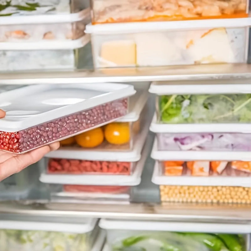 1pc Transparent Container Refrigerator Plastic Sealed Freezer Storage Box Fruit Snacks Dry Food Fresh Storage Kitchen Organizer