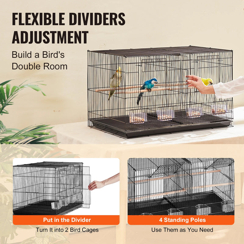 VEVOR 30Inch Flight Bird Cage Stackable Divided Small Animal Cage for Kinds of Birds Pet Travel Birdcage with Handle and Perches