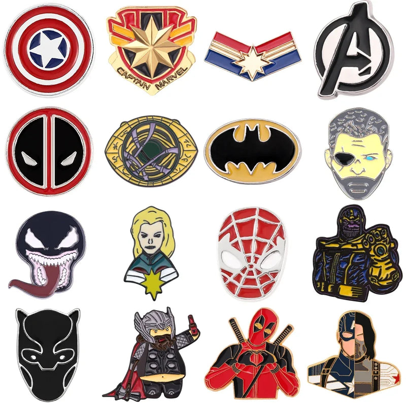 Superhero Collection Brooch Captain America Iron Man Spider Man Hulk The Avengers Badge Metal Enamel Lapel Pin Accessories