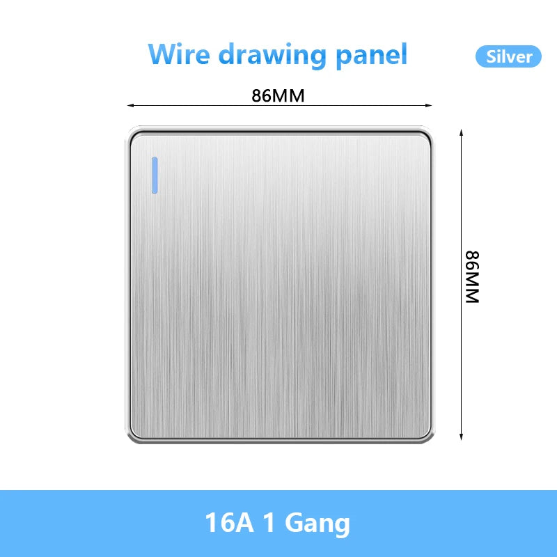 86 Type UK Standard Wall Light Switch 16A Brushed Panel ON OFF Home Power Rocker Push Button Switch 1/2/3/4 Gang 1/2Way